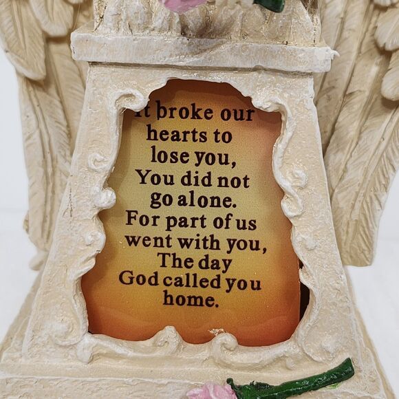 Solar Lighted Stone-Finished Resin Weeping Angel Garden Memorial, Beige New! - Picture 3 of 10